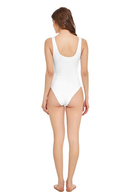 Women Seamless Sleeveless Scoop Neckline Ribbed Bodysuit Zarnesh