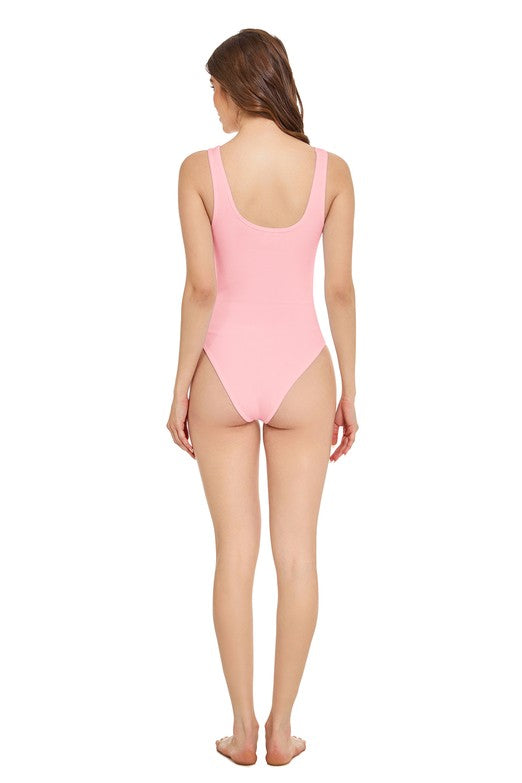 Women Seamless Sleeveless Scoop Neckline Ribbed Bodysuit Zarnesh
