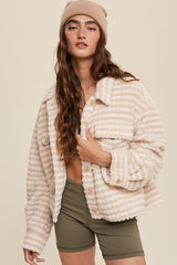 Women Plaid Pleats On Back Fleece Shacket | Zarnesh