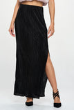 Women Plisse Maxi Skirt with Slit | Zarnesh