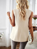 Women Double Breasted Blazer Side Pocket Sleeveless Vest Zarnesh