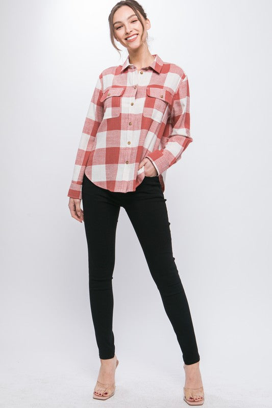 Women Lightweight Plaid Button-Down Top | Zarnesh