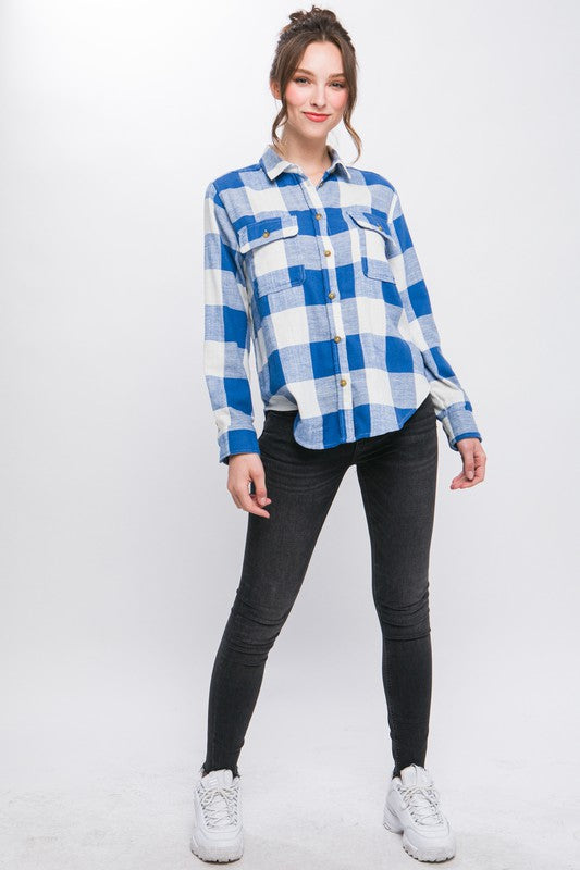 Women Lightweight Plaid Button-Down Top | Zarnesh