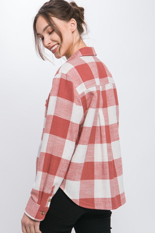 Women Lightweight Plaid Button-Down Top | Zarnesh