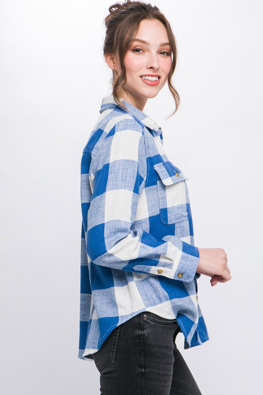 Women Lightweight Plaid Button-Down Top | Zarnesh