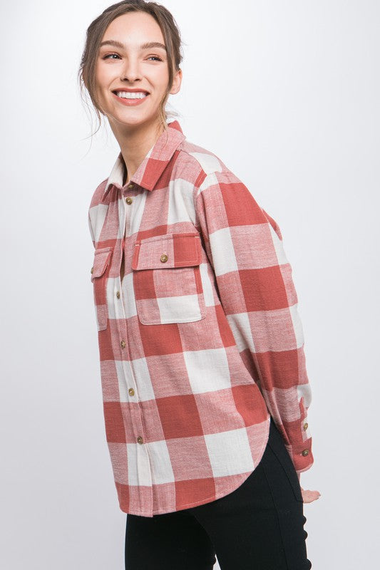 Women Lightweight Plaid Button-Down Top | Zarnesh