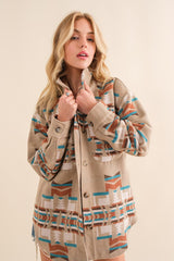 Women Blue B Exclusive Aztec Shirt Jacket | Zarnesh