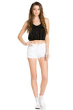 Women Jean Button Fly Five Pocket Distress Vintage Denim Short Zarnesh