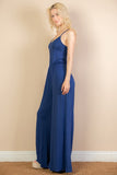 Women Button Sleeveless Elastic Waistband Wide Leg Jumpsuit Zarnesh