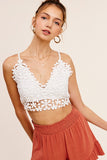 Women Romantic Smocked Back Straps Crochet Lace Bralette Zarnesh