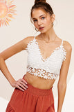 Women Romantic Smocked Back Straps Crochet Lace Bralette Zarnesh