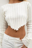 Women Pit Stripe Exposed Navel Cropped Thick Ribbed Sweater Zarnesh