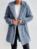 Women Regular Length Open Front Plush Teddy Coat With Hood Zarnesh