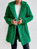 Women Regular Length Open Front Plush Teddy Coat With Hood Zarnesh