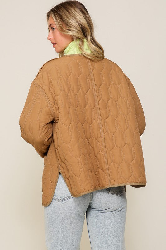 Women Quilted Puffer Jacket with Pockets | Zarnesh