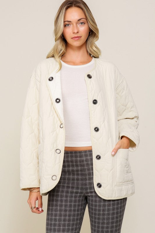 Women Quilted Puffer Jacket with Pockets | Zarnesh