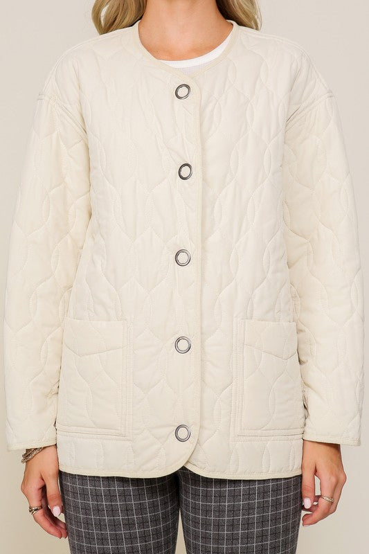 Women Quilted Puffer Jacket with Pockets | Zarnesh