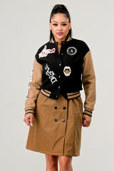 Women Athina Black Queen letterman Jacket | Zarnesh