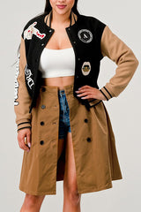 Women Athina Black Queen letterman Jacket | Zarnesh