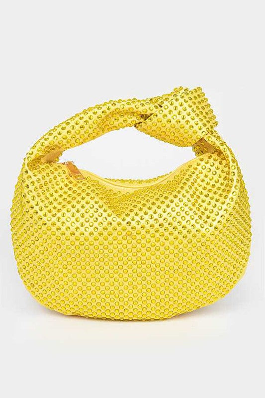 Women Tonal Studded Knotted Soft Clutch | Zarnesh