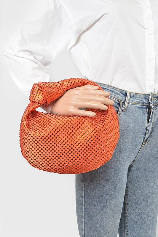 Women Tonal Studded Knotted Soft Clutch | Zarnesh