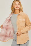 Women Corduroy Reversible Button Down Jacket | Zarnesh