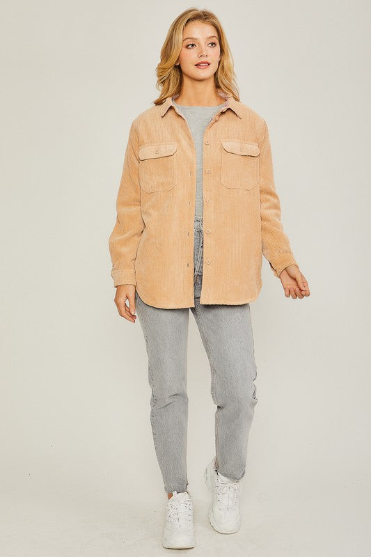 Corduroy Reversible Button Down Jacket | Zarnesh

