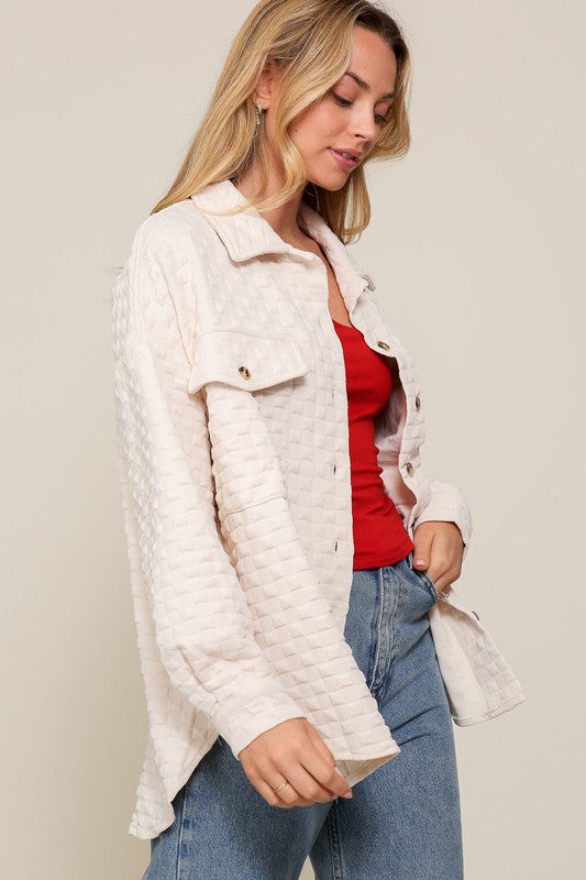 Women Long Sleeve Quilted Button Down Jacket | Zarnesh