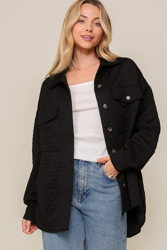 Women Long Sleeve Quilted Button Down Jacket | Zarnesh