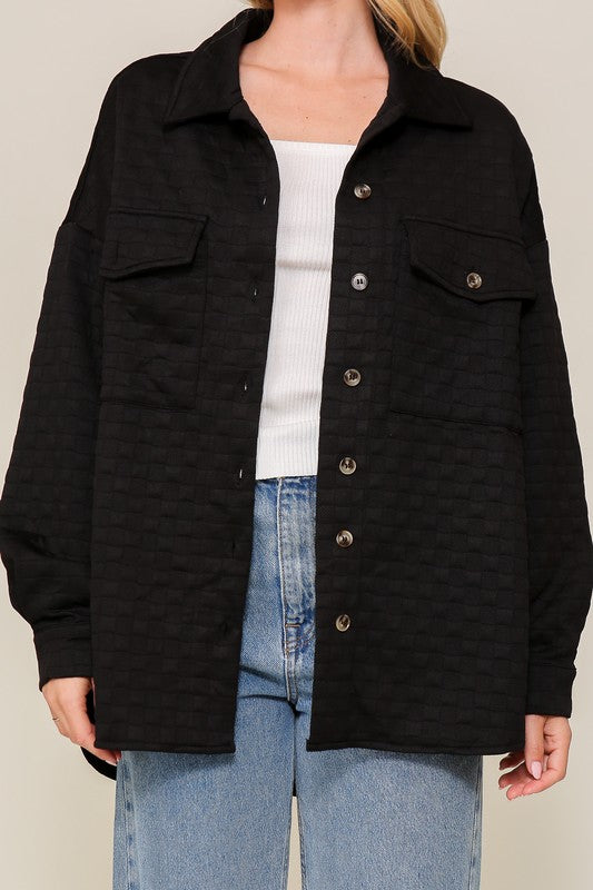 Women Long Sleeve Quilted Button Down Jacket | Zarnesh