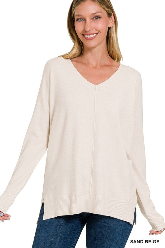 Women's Garment Dyed Front Seam Sweater | Zarnesh