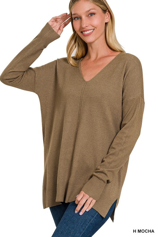 Women's Garment Dyed Front Seam Sweater | Zarnesh