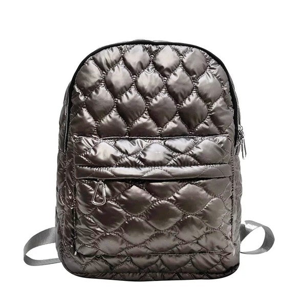 Jade Metallic Puffer Backpack Shoulder Bag Gender Neutral Men's Backpack | Zarnesh