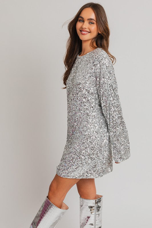 Women’s Long Sleeve Sequin Mini Dress | Zarnesh