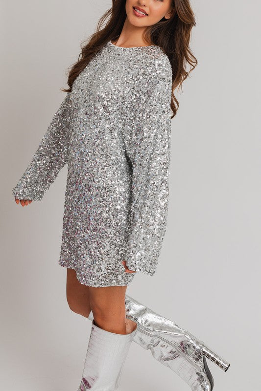 Women’s Long Sleeve Sequin Mini Dress | Zarnesh