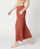 Women Bamboo Elastic Waist Pleat Ankle Length Wide Pants Zarnesh