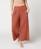 Women Bamboo Elastic Waist Pleat Ankle Length Wide Pants Zarnesh