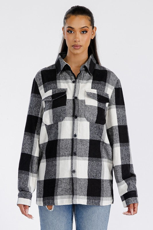 Women Boyfriend Oversized Soft Flannel Shacket | Zarnesh