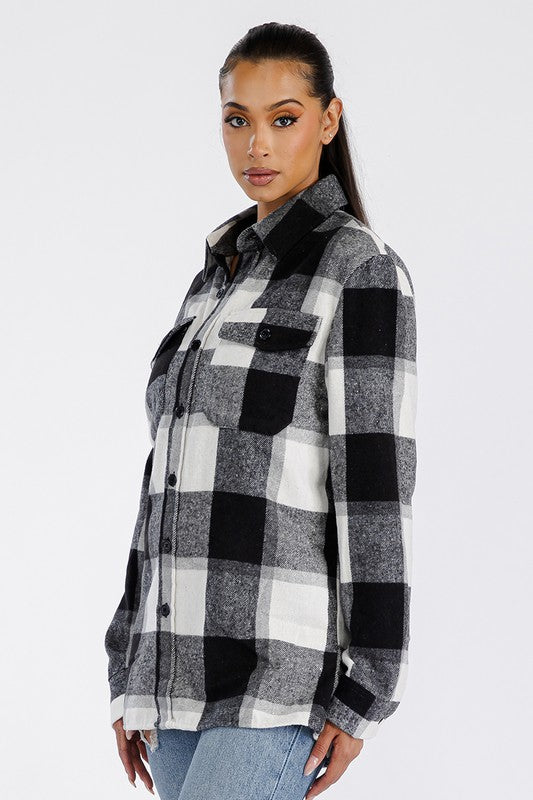 Women Boyfriend Oversized Soft Flannel Shacket | Zarnesh