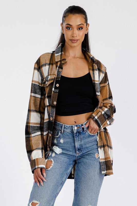 Women Boyfriend Oversized Soft Flannel Shacket | Zarnesh