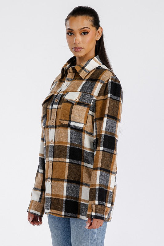 Women Boyfriend Oversized Soft Flannel Shacket | Zarnesh