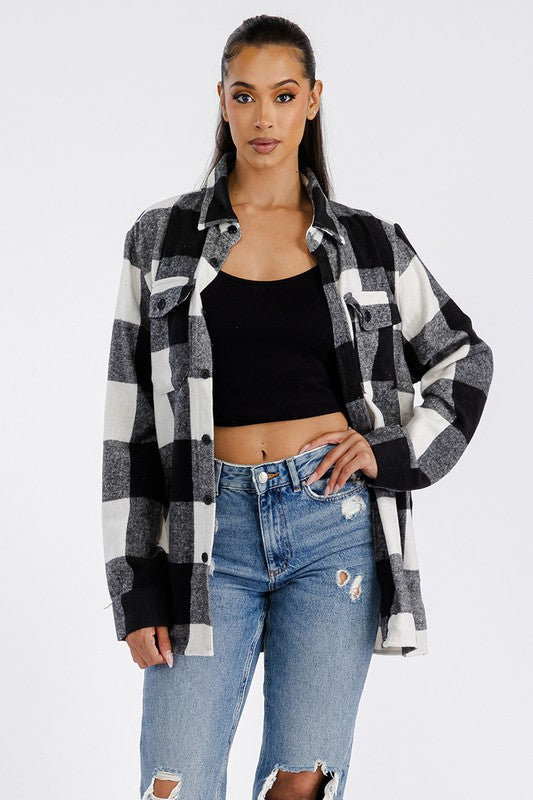 Women Boyfriend Oversized Soft Flannel Shacket | Zarnesh