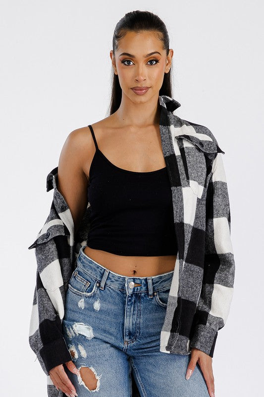 Women Boyfriend Oversized Soft Flannel Shacket | Zarnesh