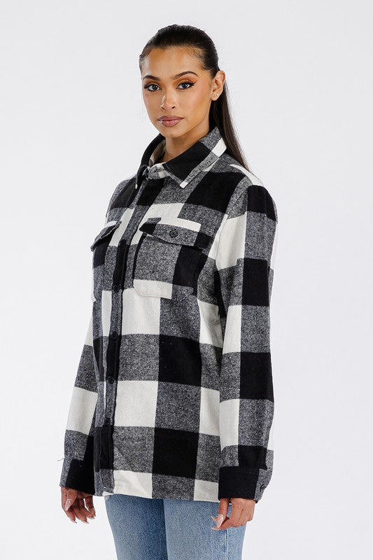 Women Boyfriend Oversized Soft Flannel Shacket | Zarnesh