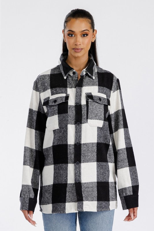 Women Boyfriend Oversized Soft Flannel Shacket | Zarnesh