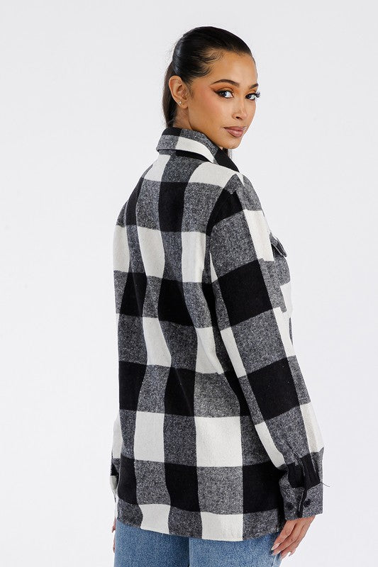 Women Boyfriend Oversized Soft Flannel Shacket | Zarnesh