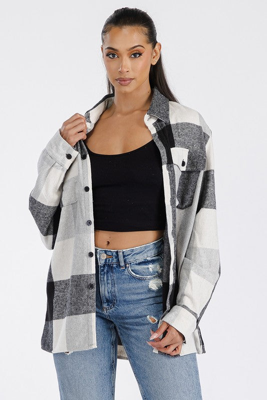 Women Boyfriend Oversized Soft Flannel Shacket | Zarnesh