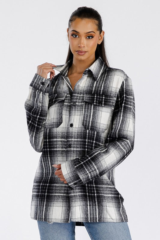 Women Boyfriend Oversized Soft Flannel Shacket | Zarnesh