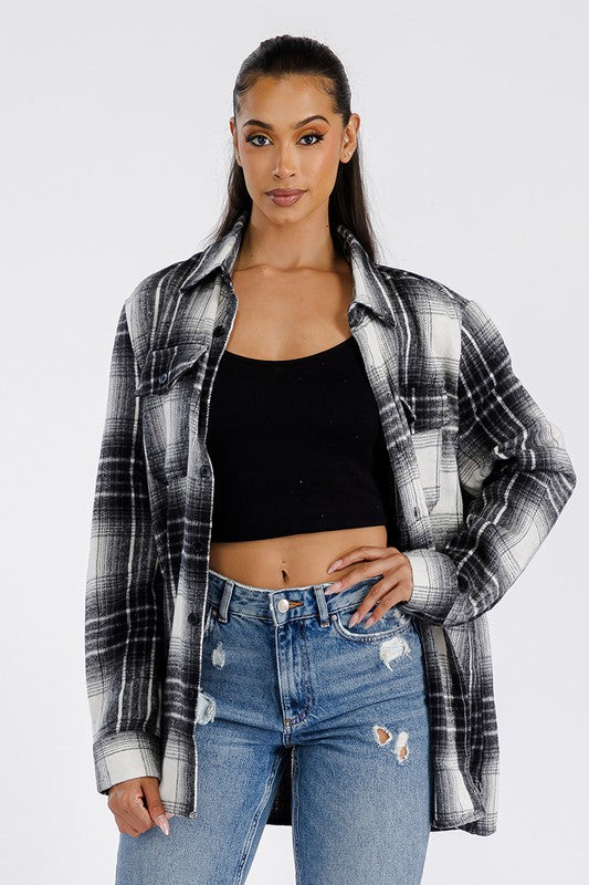 Women Boyfriend Oversized Soft Flannel Shacket | Zarnesh