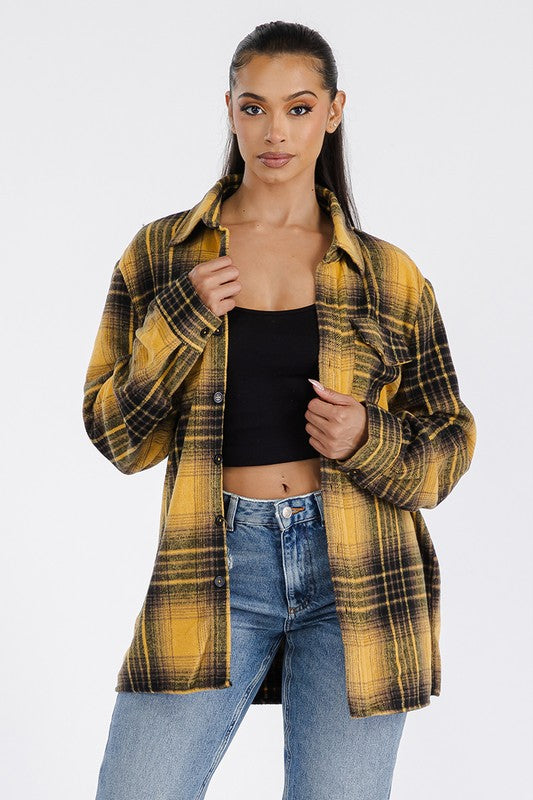 Women Boyfriend Oversized Soft Flannel Shacket | Zarnesh